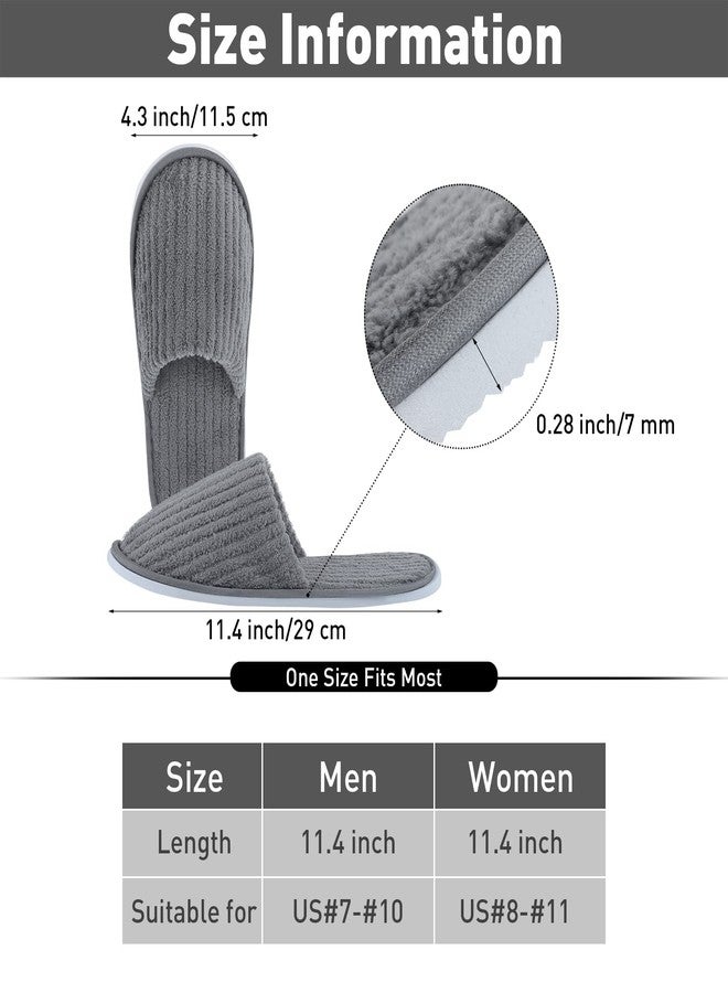 Elcoho 12 Pairs Closed Toe Spa Slippers Reusable Slippers Coral Fleece Washable Disposable Home Slippers for Women Men Guests Hotels House Slippers Housewarming Indoors Bathroom Party Traveling, Grey - Image 2
